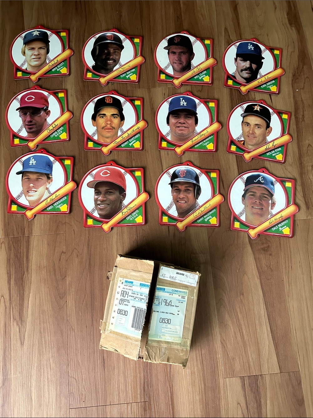 Set of 12 Vintage Tara Toy Baseball Plaques in original box from Sears